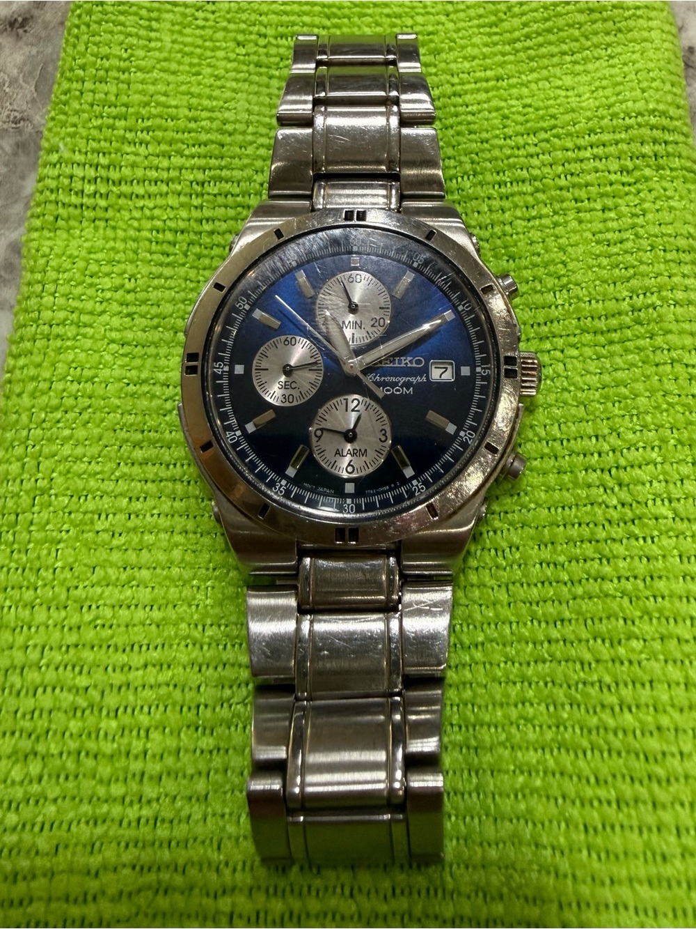 Seiko Men's Chronograph Quartz 100M Watch 7T62-0FY0 Blue